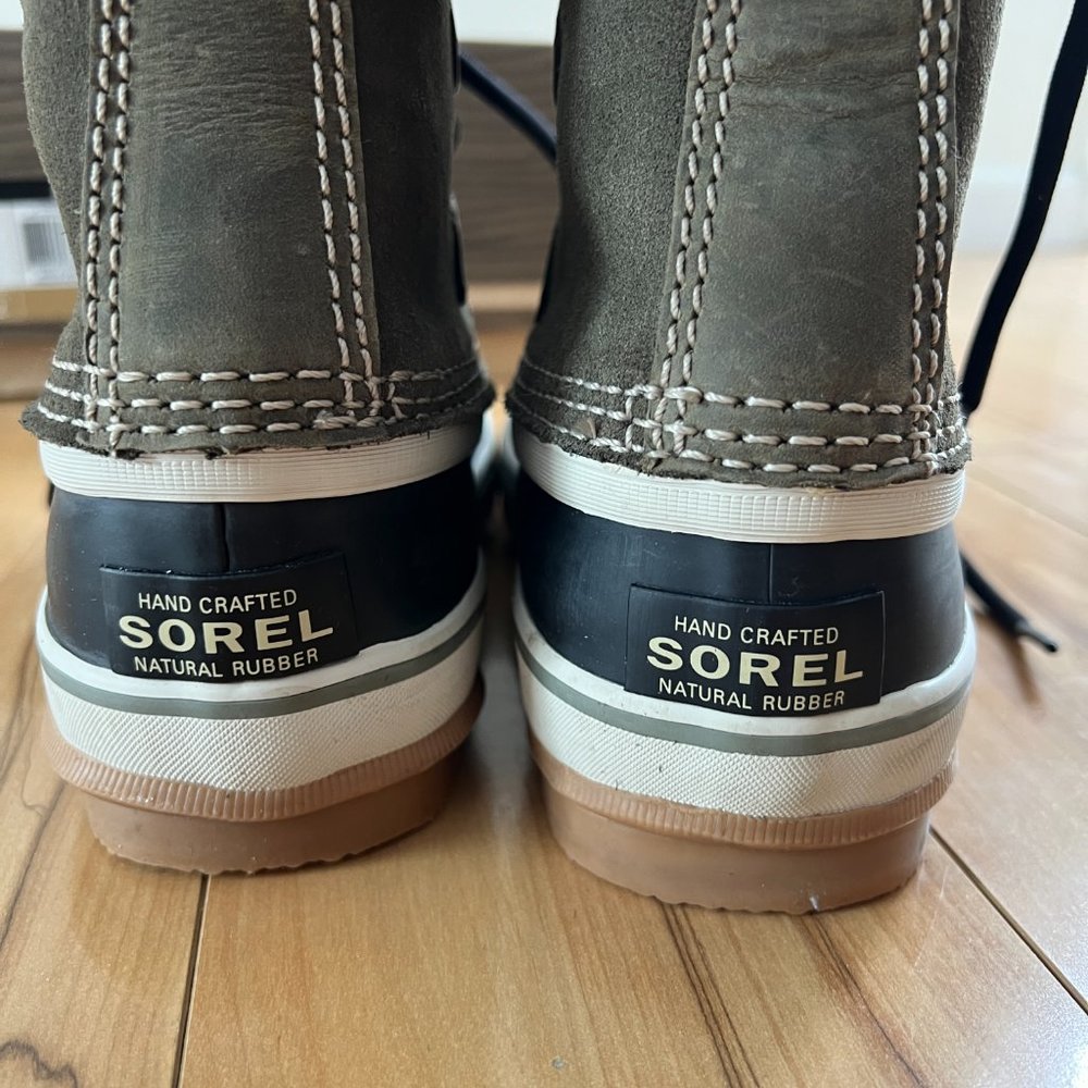 Sorel Boots Joan Of Arctic Green Nori Suede Waterproof Faux Fur Tall Snow Size 6 - Picture 8 of 15